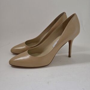 Jimmy Choo Beige Leather Esme Almond Toe Pumps Size 40.5 Heels